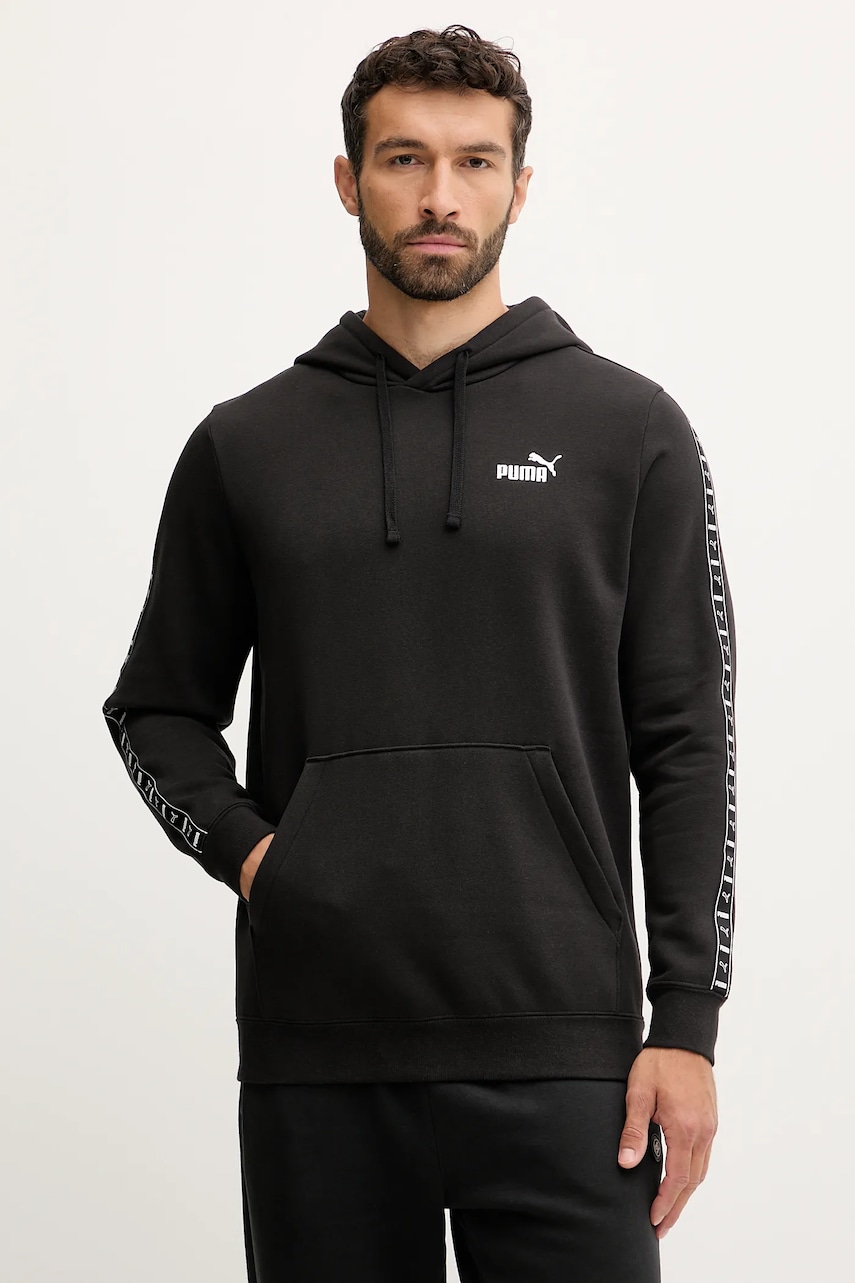 Puma bluză culoarea negru, cu glugă, cu imprimeu, 684675