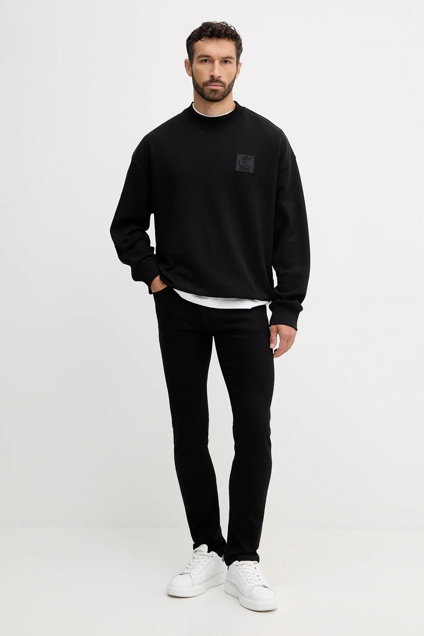 Хлопковая кофта Just Cavalli цвет чёрный с аппликацией 79OAIT05 CF500