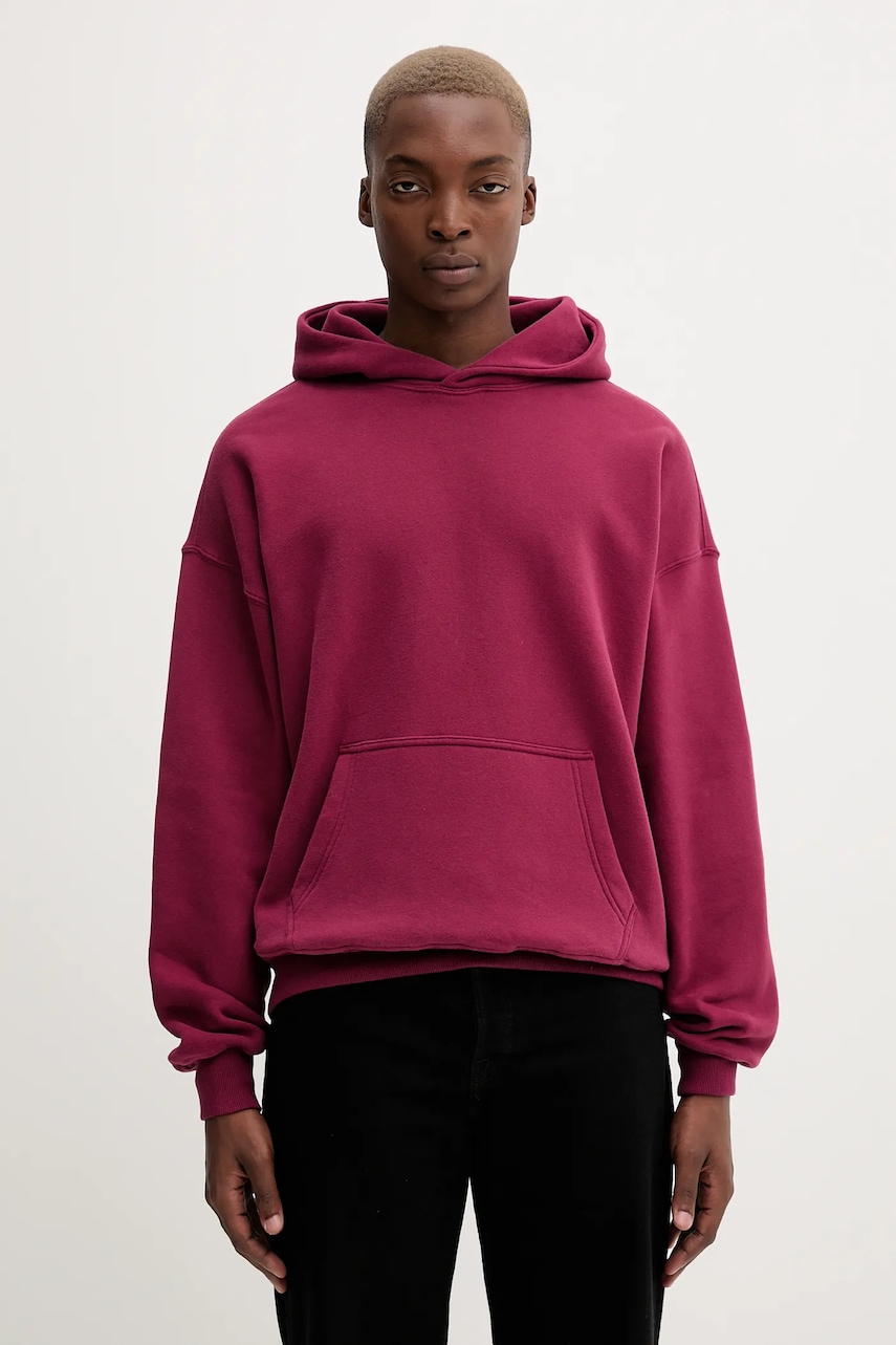 Levně Mikina Abercrombie & Fitch pánská, vínová barva, s kapucí, hladká, KI122-5467-520