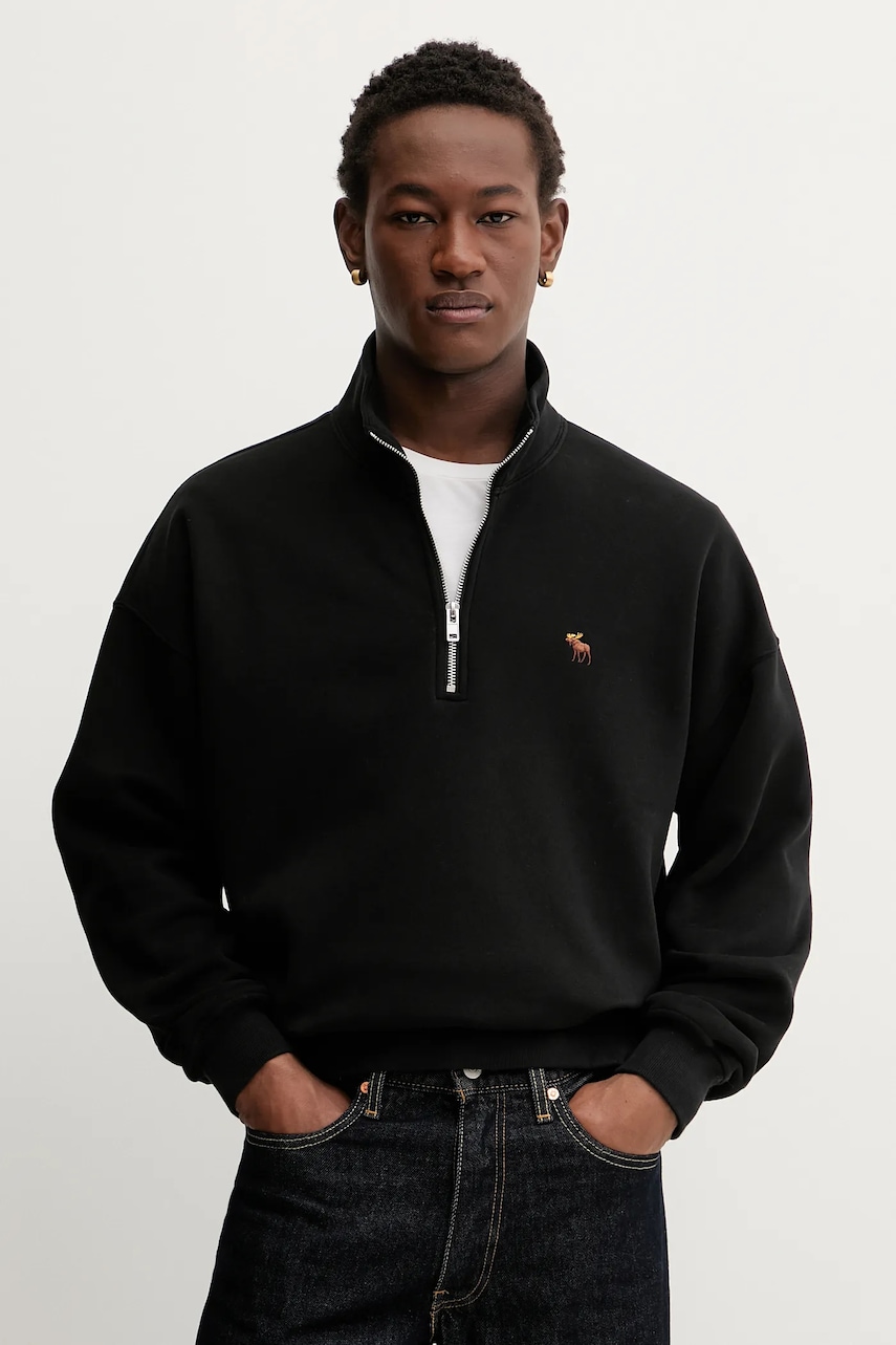 Abercrombie & Fitch bluză culoarea negru, uni, KI122-5541-900