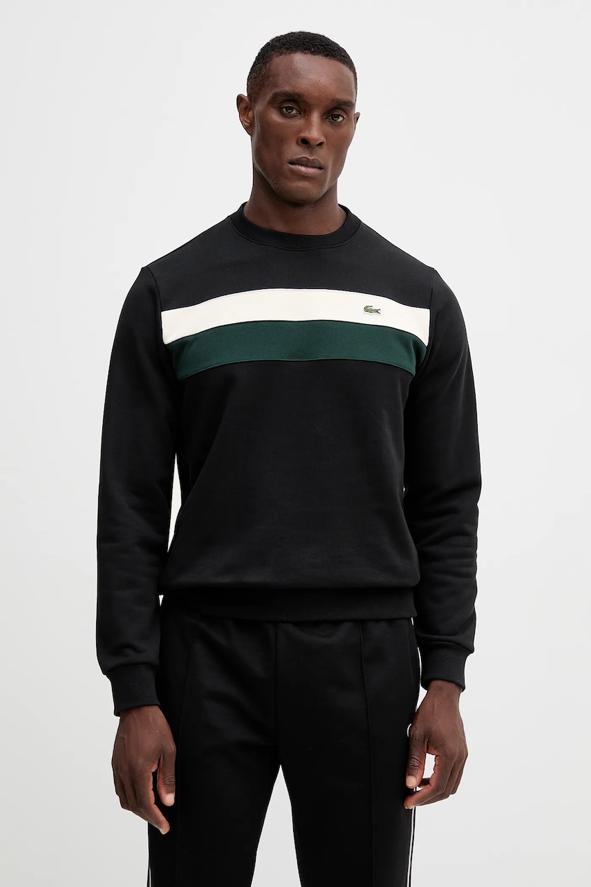 Lacoste hanorac de bumbac culoarea negru, uni, SH5498