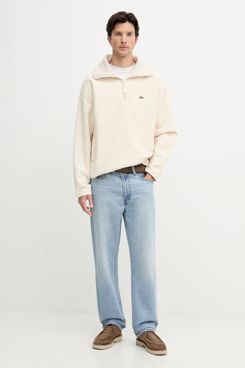 Флисовая кофта Lacoste цвет бежевый однотонная SH5500