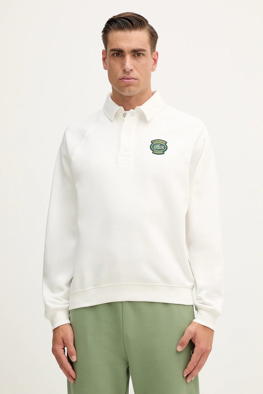 Lacoste bluză culoarea alb, cu imprimeu, SH8323