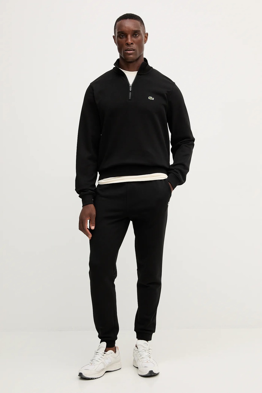 Хлопковая кофта Lacoste цвет чёрный однотонная SH9774