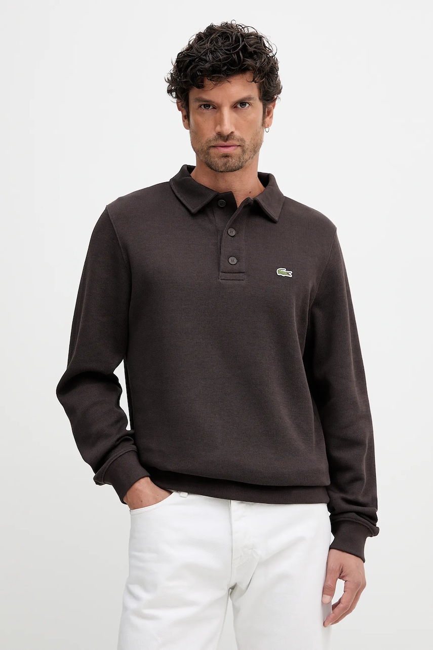Lacoste hanorac de bumbac culoarea maro, uni, SH5781