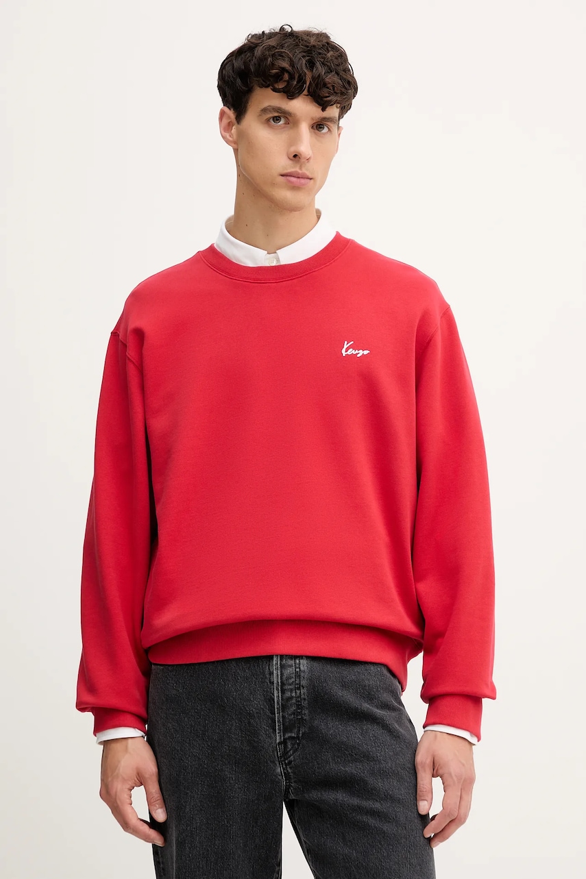 Kenzo hanorac de bumbac culoarea roșu, cu imprimeu, FF65SW2594MF