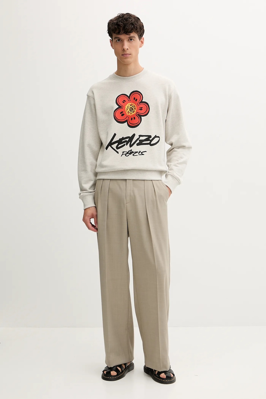 Хлопковая кофта Kenzo Kenzo x Futura цвет серый с принтом FF65SW2524MC Хлопковая кофта Kenzo Kenzo x Futura цвет серый с принтом FF65SW2524MC