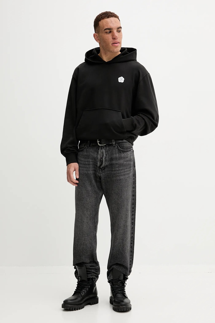 Хлопковая кофта Kenzo цвет чёрный с капюшоном с принтом FF65HO2574MF Хлопковая кофта Kenzo цвет чёрный с капюшоном с принтом FF65HO2574MF