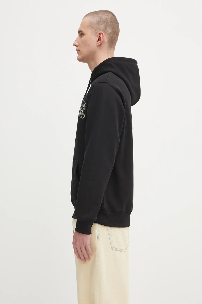 Хлопковая кофта Drôle de Monsieur Le Hoodie Slogan Tresses цвет чёрный с капюшоном с аппликацией H.HO183.CO127