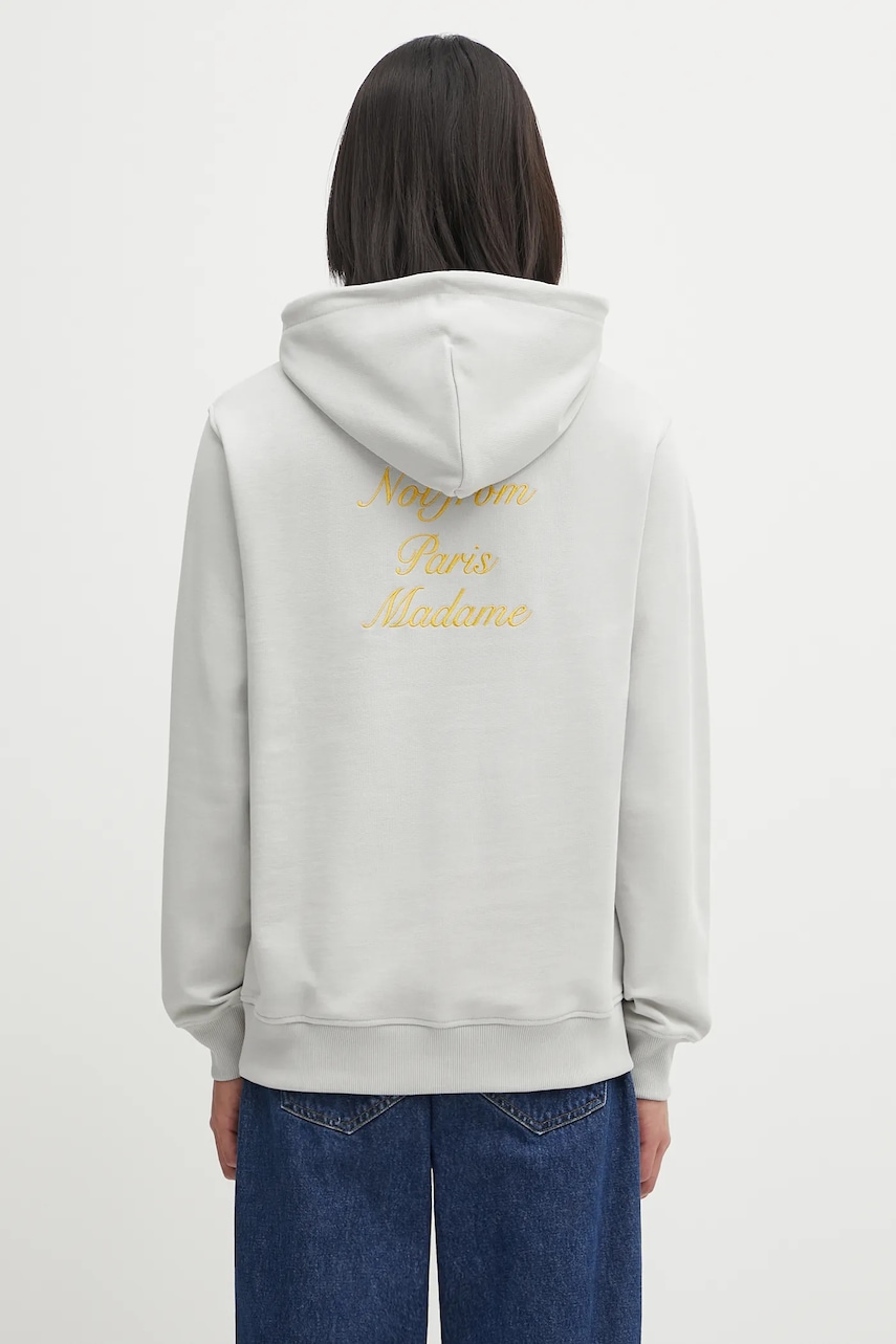 Drôle de Monsieur hanorac de bumbac Le Hoodie Slogan Calligraphy culoarea gri, cu glugă, cu imprimeu, I.HO168.CO127