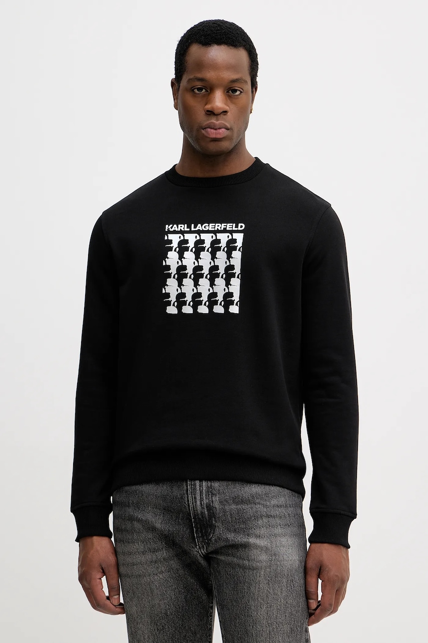 Karl Lagerfeld hanorac de bumbac culoarea negru, cu imprimeu, 554917.705402