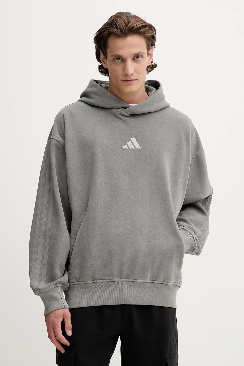 adidas bluză ALL SZN culoarea gri, cu glugă, uni, JL6539