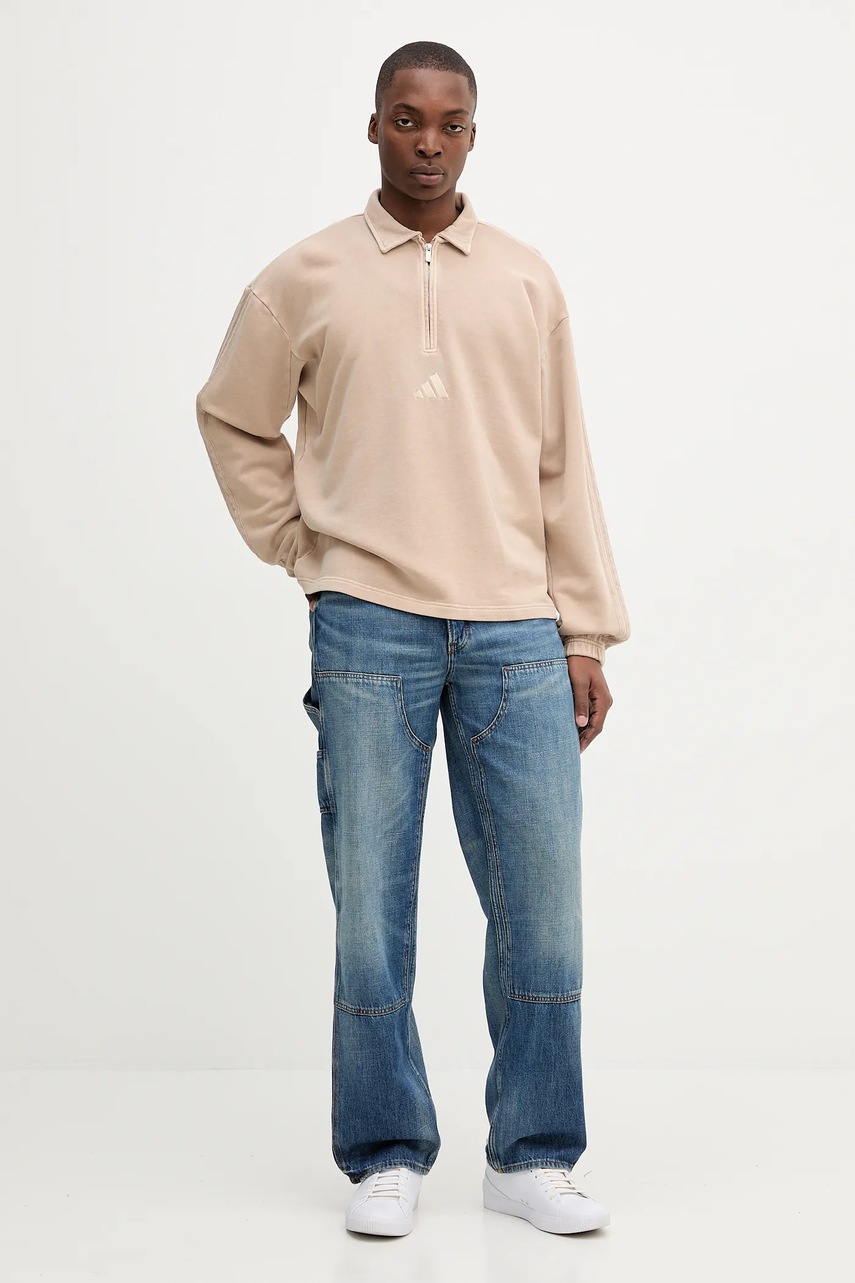 Хлопковая кофта adidas ALL SZN цвет бежевый однотонная JY1724