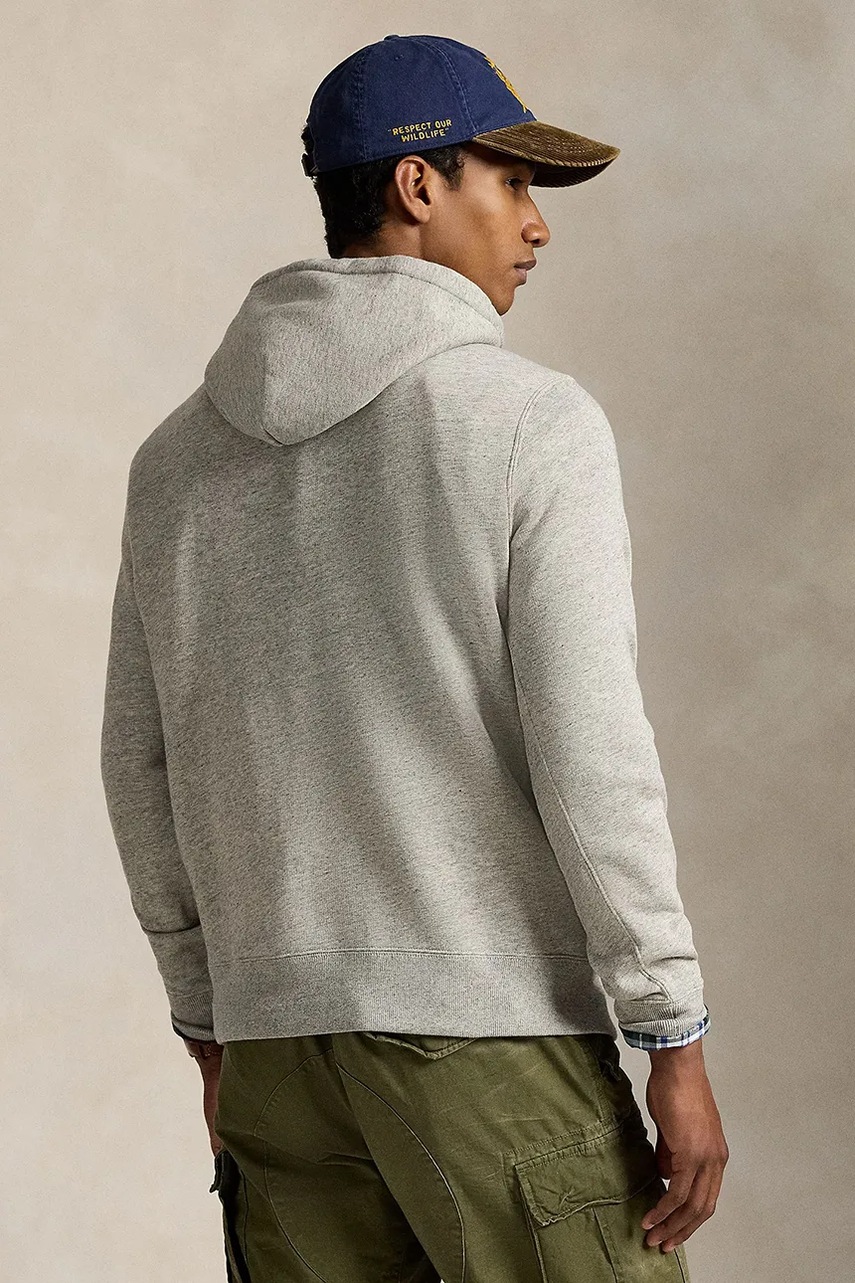 Кофта Polo Ralph Lauren цвет серый с капюшоном с аппликацией 710980307 Кофта Polo Ralph Lauren цвет серый с капюшоном с аппликацией 710980307