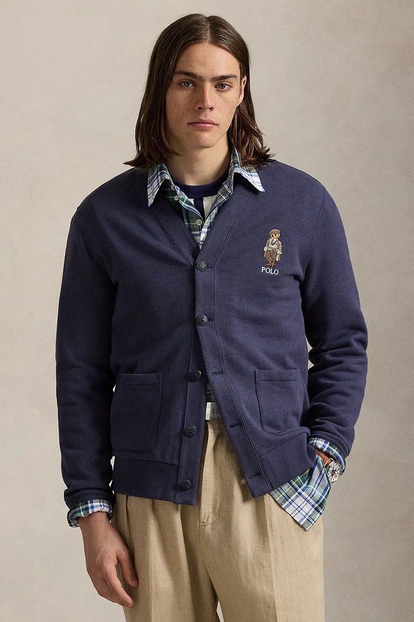Levně Mikina Polo Ralph Lauren pánská, modrá barva, s aplikací, 710980316