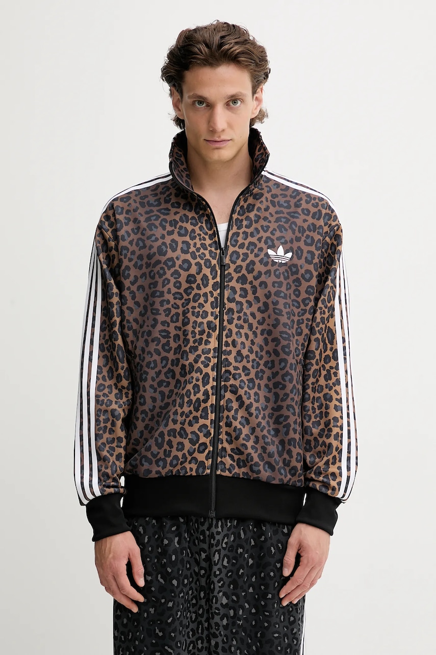 adidas Originals bluză culoarea maro, cu imprimeu, JV7578
