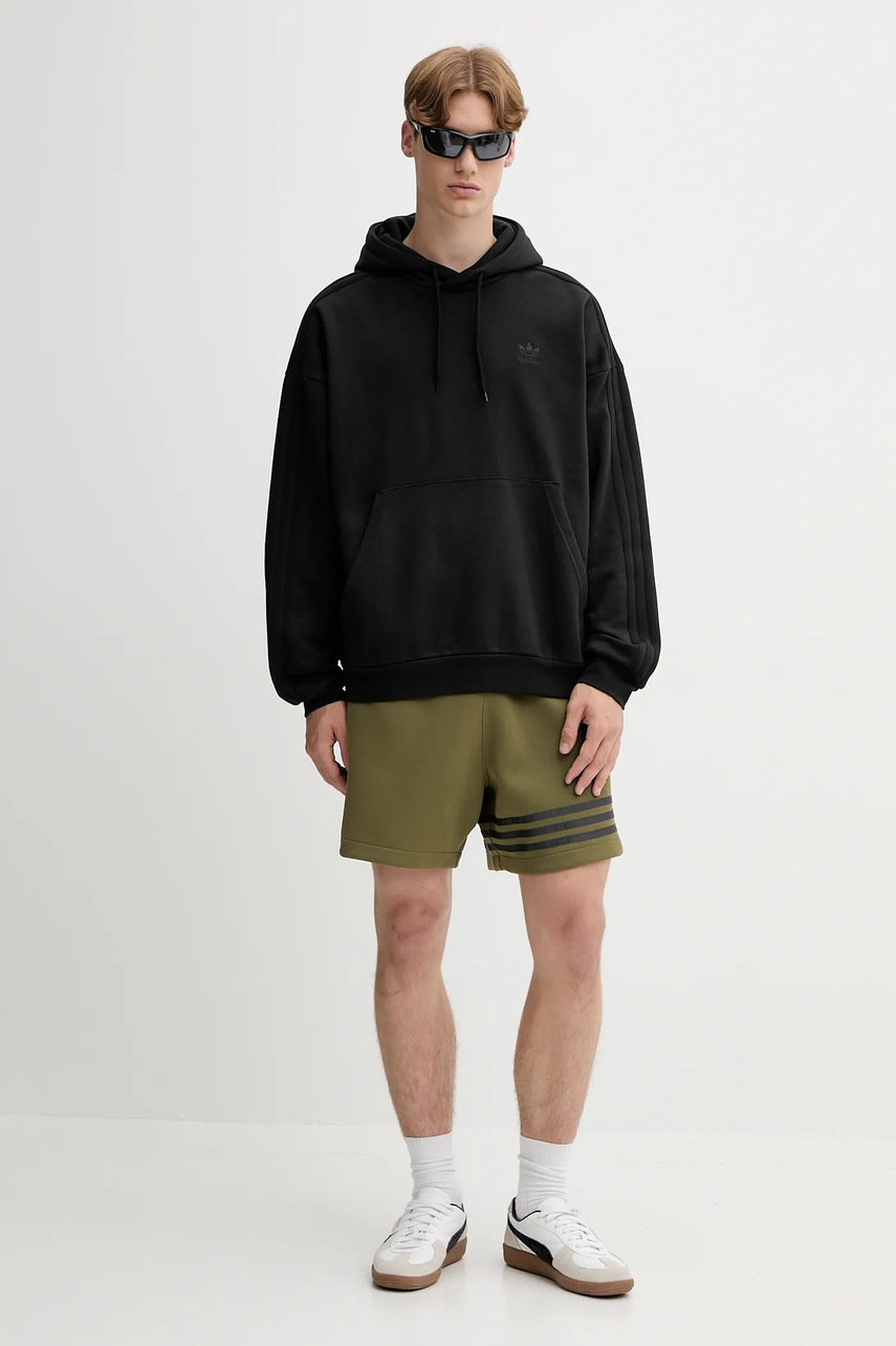 Кофта adidas Originals Baggy Hoodie цвет чёрный с капюшоном однотонная JY1412