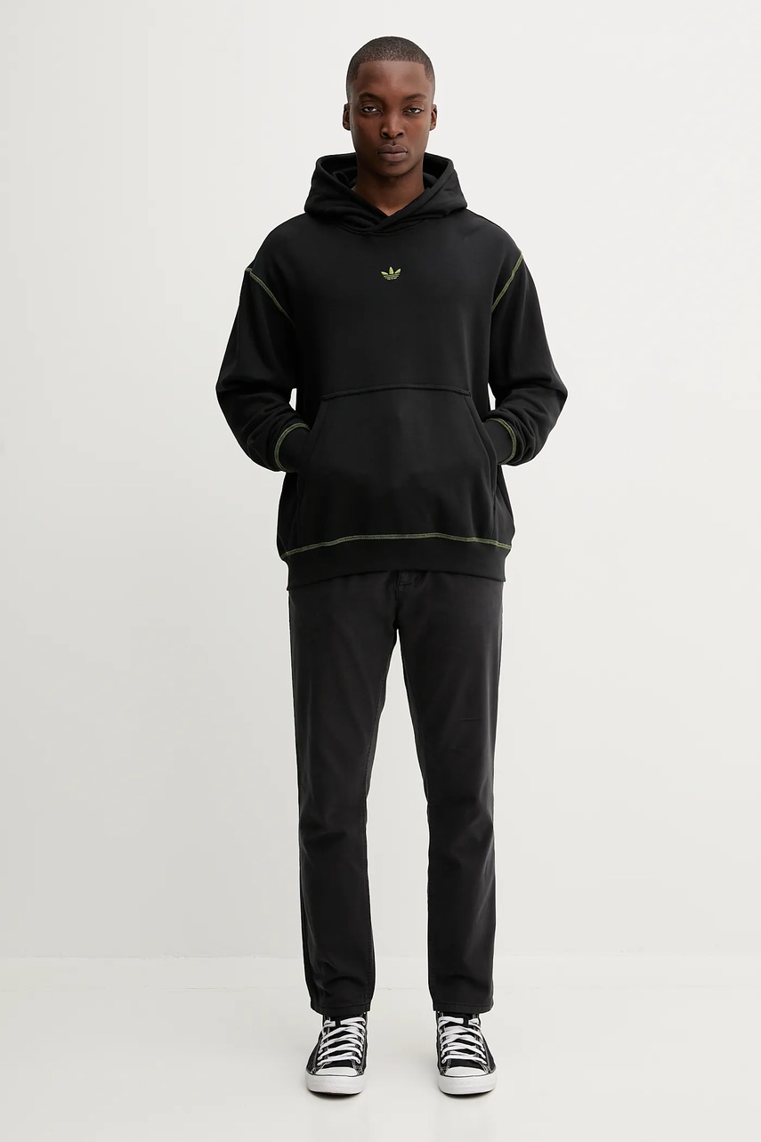 Хлопковая кофта adidas Originals Grfx Hoodie цвет чёрный с капюшоном однотонная JY2730