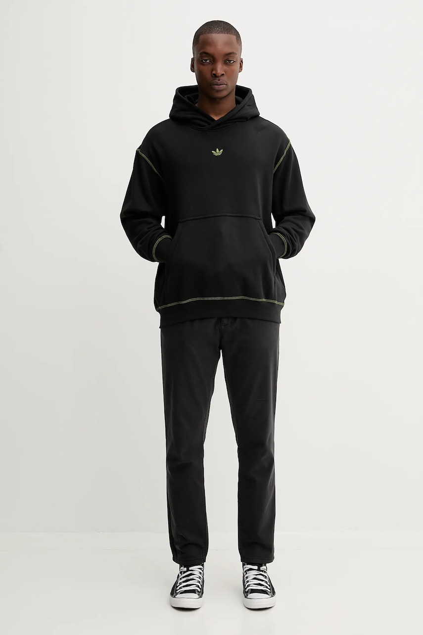 Хлопковая кофта adidas Originals Grfx Hoodie цвет чёрный с капюшоном однотонная JY2730 Хлопковая кофта adidas Originals Grfx Hoodie цвет чёрный с капюшоном однотонная JY2730