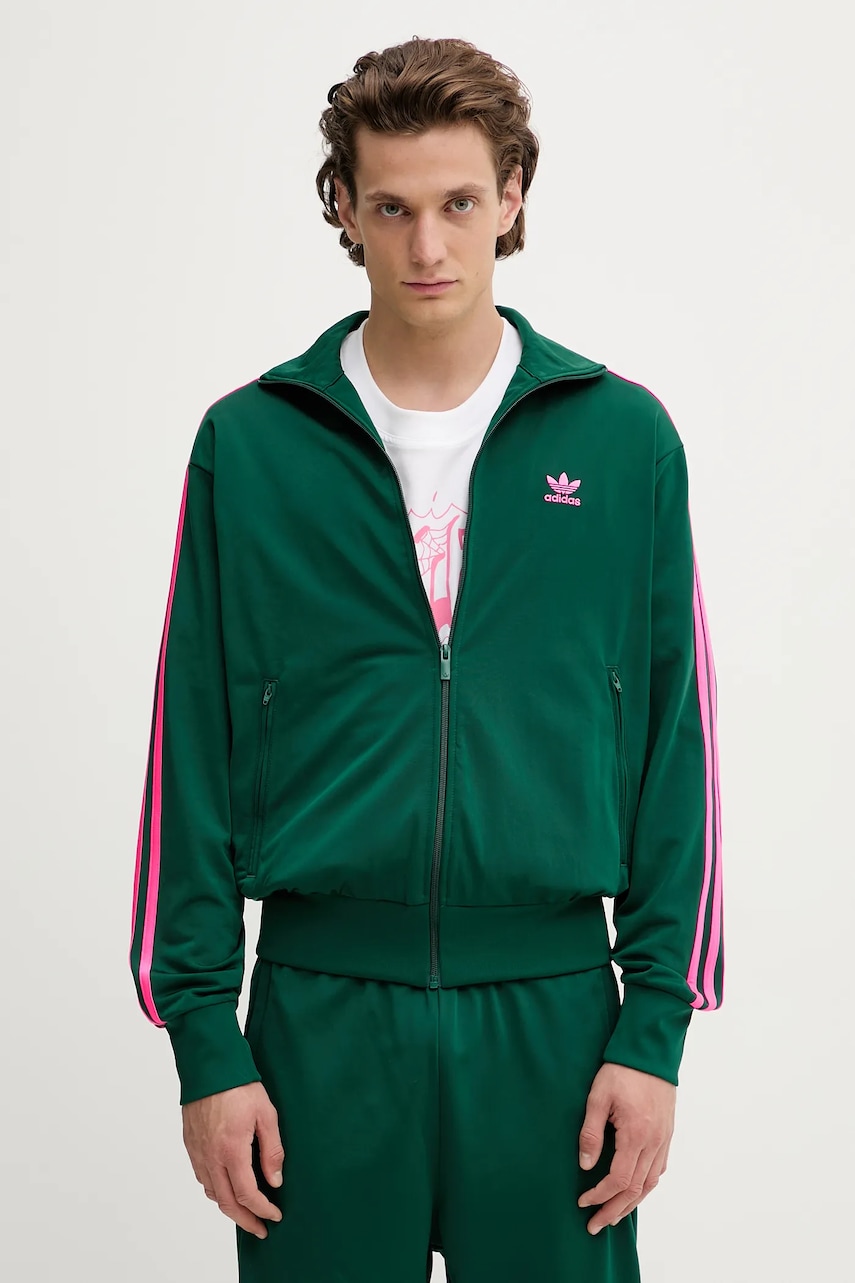 adidas Originals bluză Firebird culoarea verde, cu imprimeu, KA0458