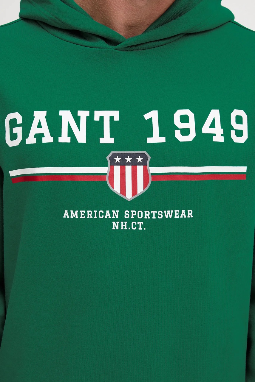 Μπλούζα Gant χρώμα: πράσινο, με κουκούλα, 2067042 φωτογραφία