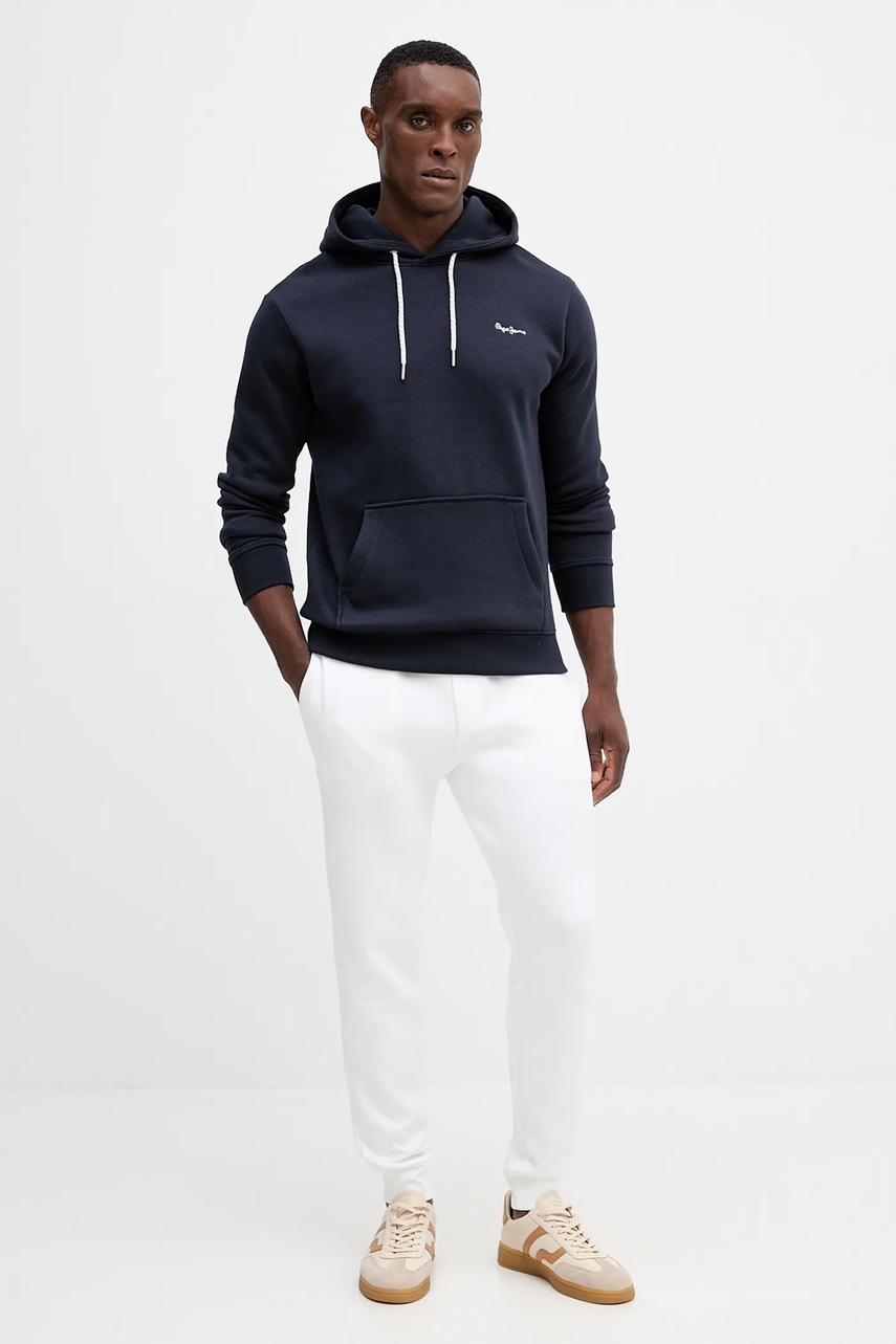 Кофта Pepe Jeans цвет синий с капюшоном однотонная PM5800012