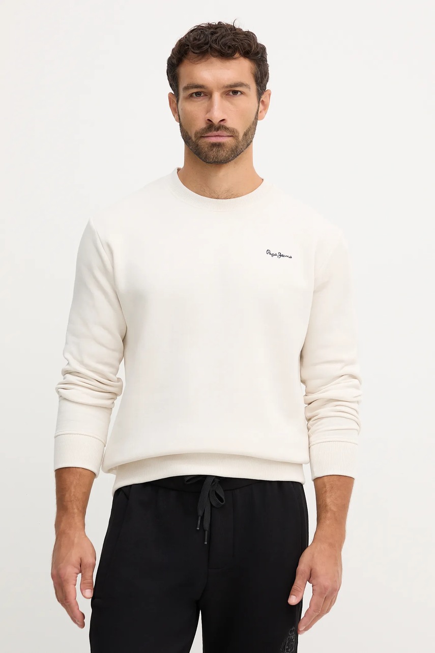 Levně Mikina Pepe Jeans pánská, béžová barva, hladká, PM5800013