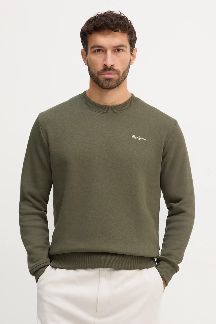 Levně Mikina Pepe Jeans pánská, zelená barva, hladká, PM5800013