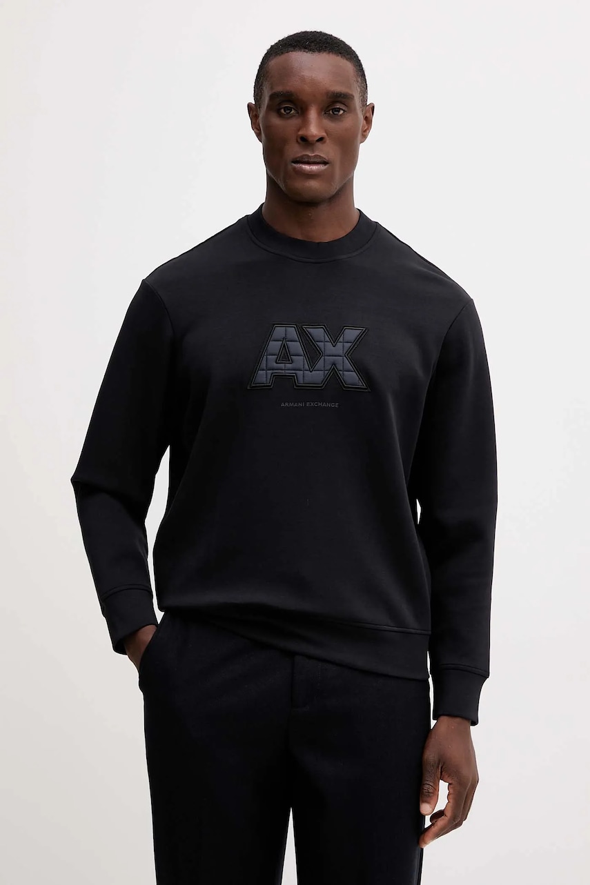 Armani Exchange bluză culoarea bleumarin, cu imprimeu, XM001399 AF13047