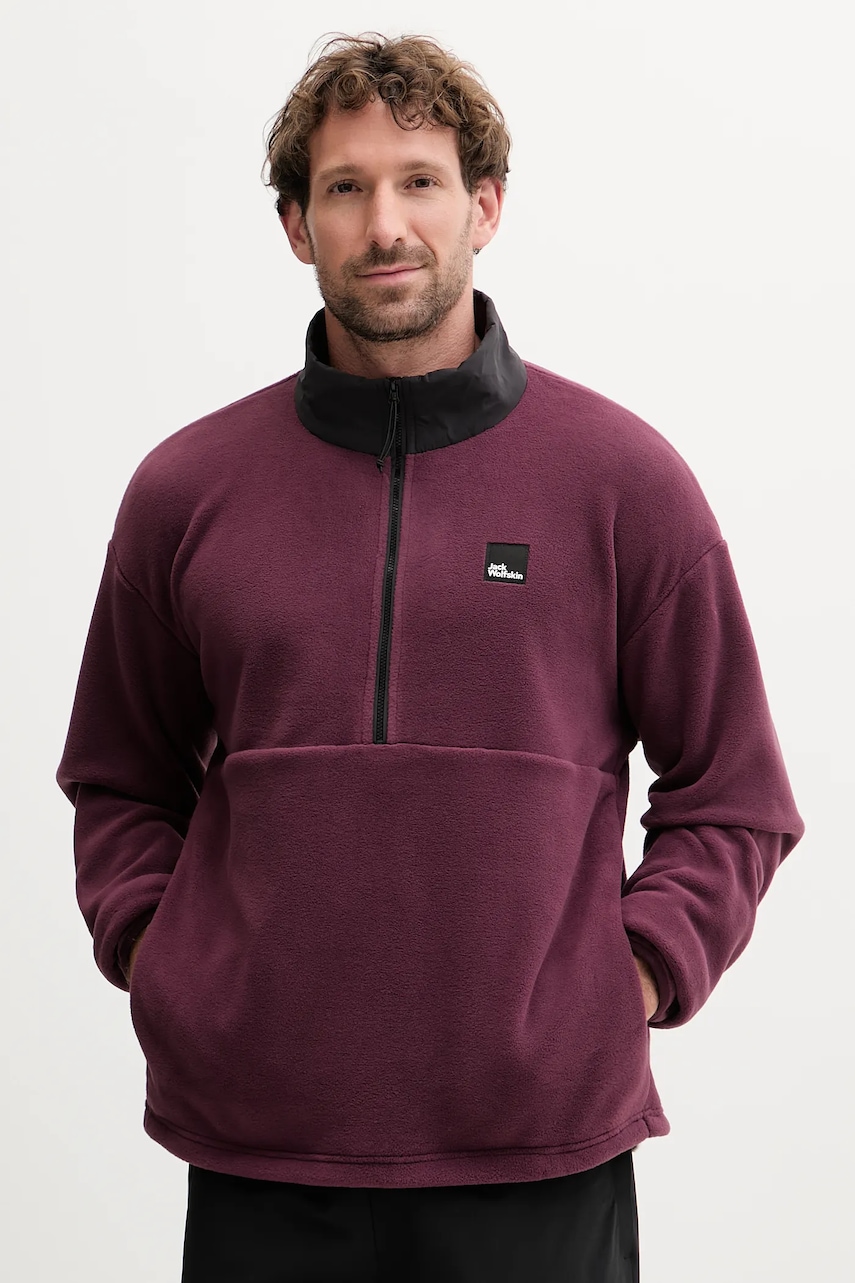 Jack Wolfskin hanorac fleece SUMETRO culoarea violet, uni, A64109 Jack Wolfskin hanorac fleece SUMETRO culoarea violet, uni, A64109