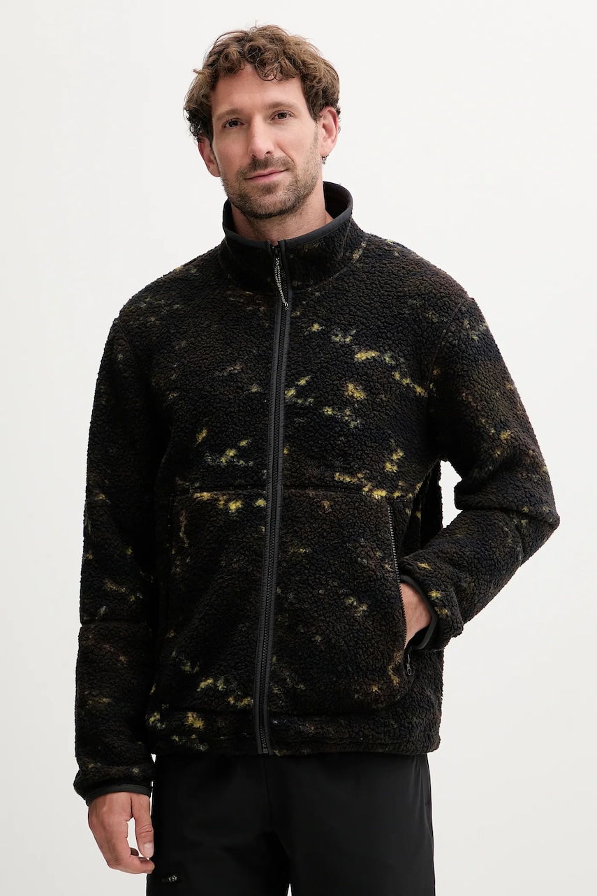 Jack Wolfskin hanorac fleece STONE LITE culoarea verde, cu imprimeu, A65120 Jack Wolfskin hanorac fleece STONE LITE culoarea verde, cu imprimeu, A65120