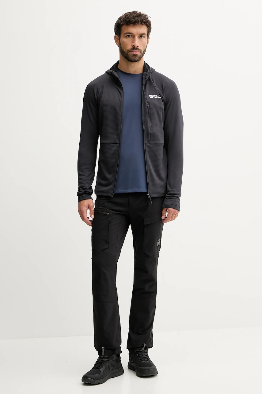 Кофта Jack Wolfskin KOLBENBERG цвет чёрный с капюшоном однотонная A63966 Кофта Jack Wolfskin KOLBENBERG цвет чёрный с капюшоном однотонная A63966