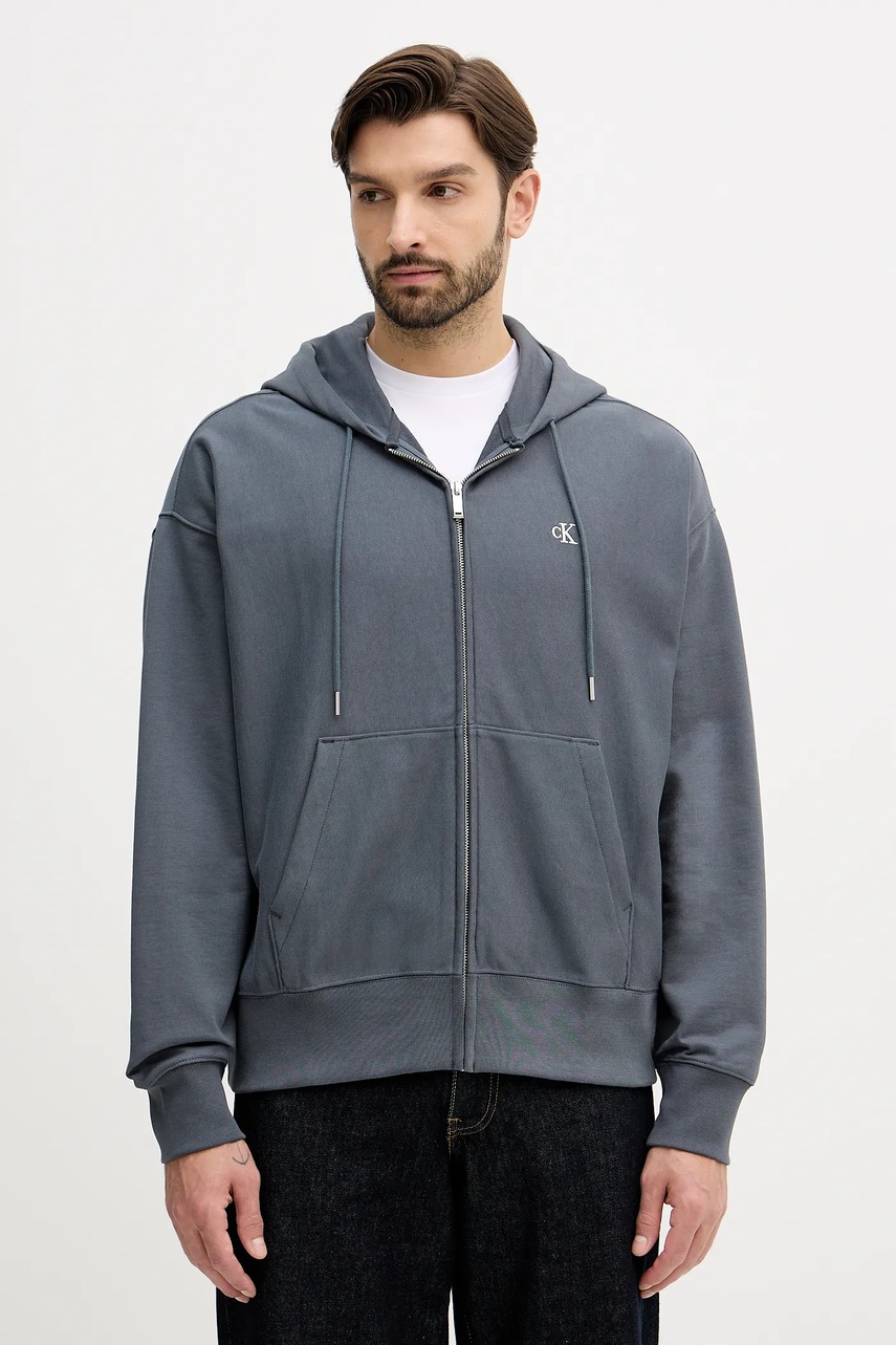 Levně Mikina Calvin Klein Jeans pánská, černá barva, s kapucí, hladká, LV04RD232G