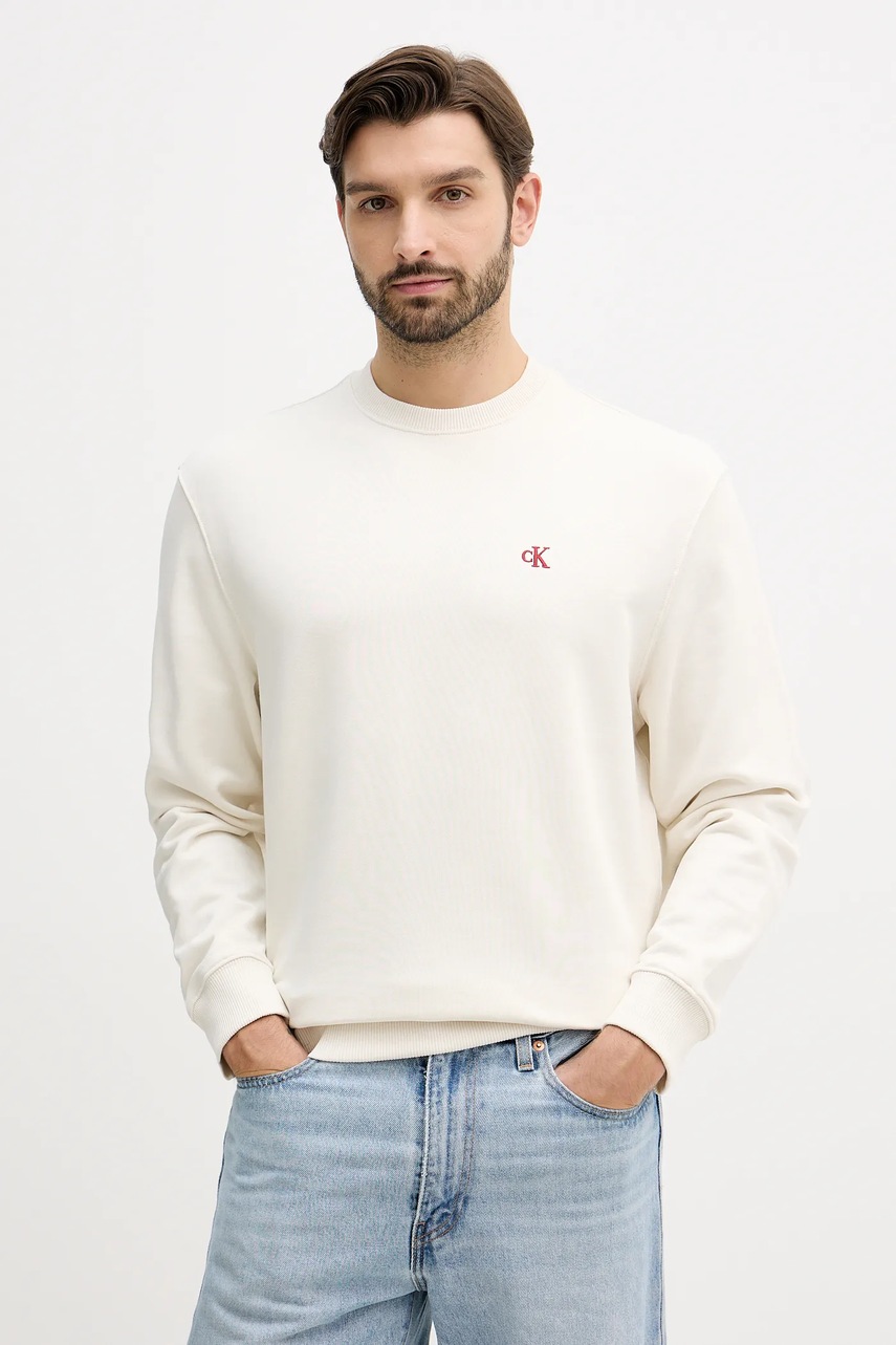 Levně Bavlněná mikina Calvin Klein Jeans pánská, zelená barva, hladká, LV04RC296G