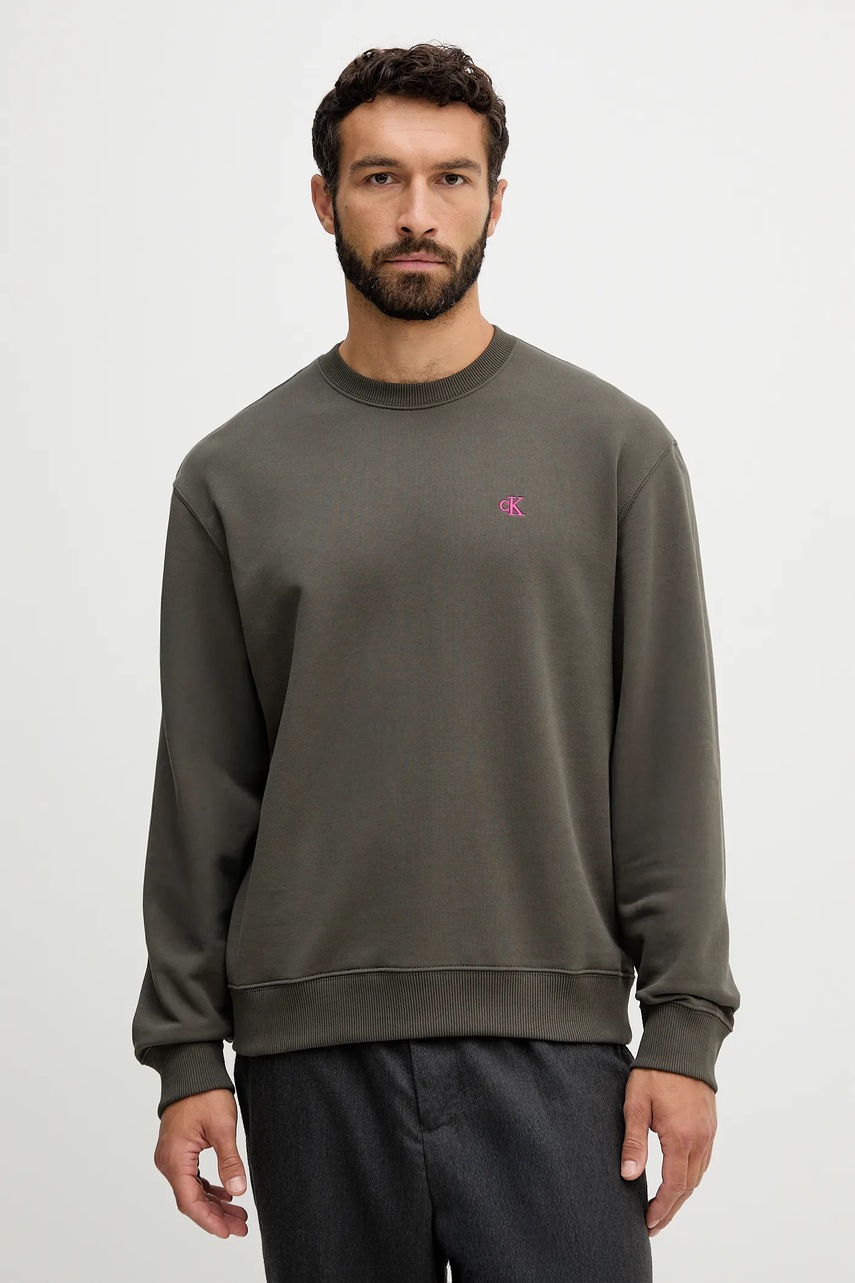 

Памучен суичър Calvin Klein Jeans, Зелен