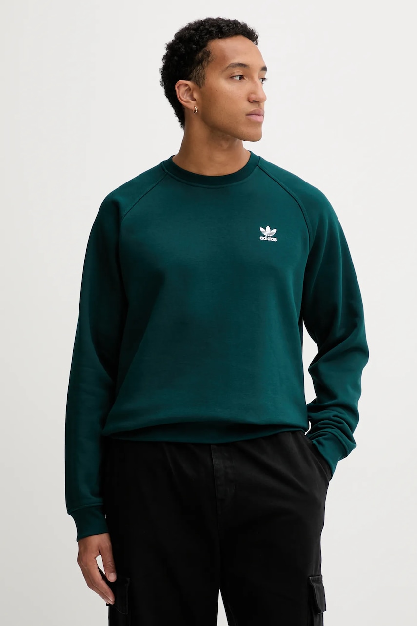 Levně Mikina adidas Originals Essentials pánská, zelená barva, s aplikací, HY2081
