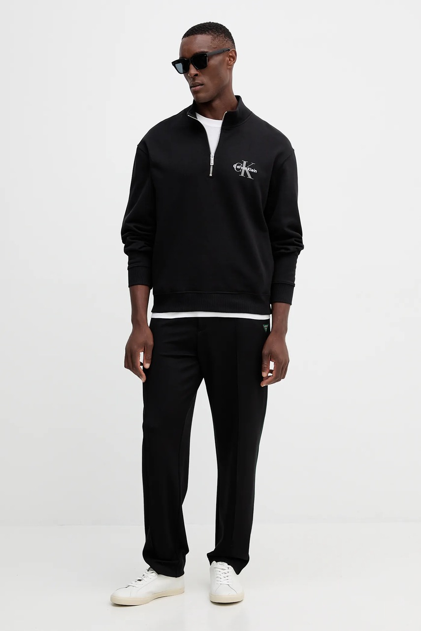 Хлопковая кофта Calvin Klein Jeans цвет чёрный с аппликацией LV04RD244G