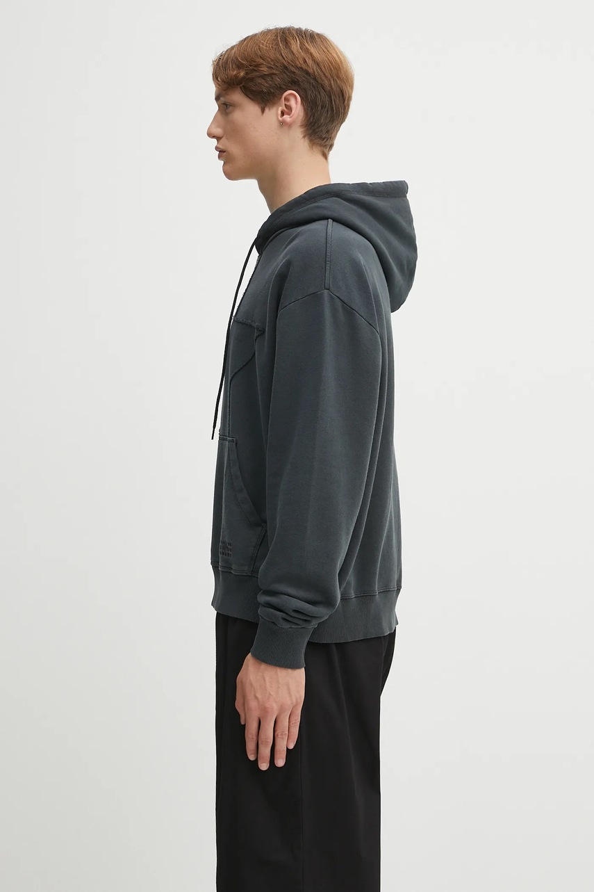 Хлопковая кофта MM6 Maison Margiela цвет чёрный с капюшоном однотонная SH2GU0022.M25024.899 Хлопковая кофта MM6 Maison Margiela цвет чёрный с капюшоном однотонная SH2GU0022.M25024.899