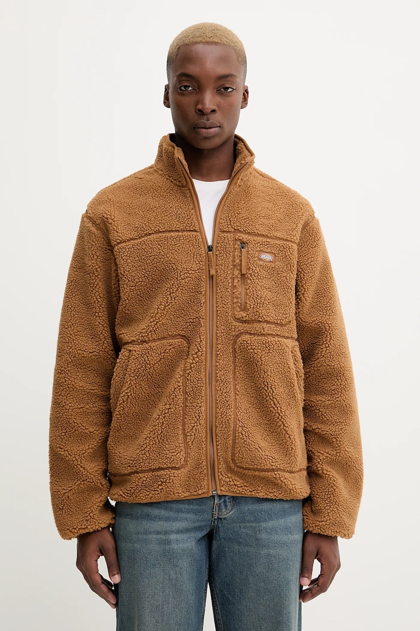 Dickies hanorac fleece culoarea maro, uni, DK0A4YEE Dickies hanorac fleece culoarea maro, uni, DK0A4YEE