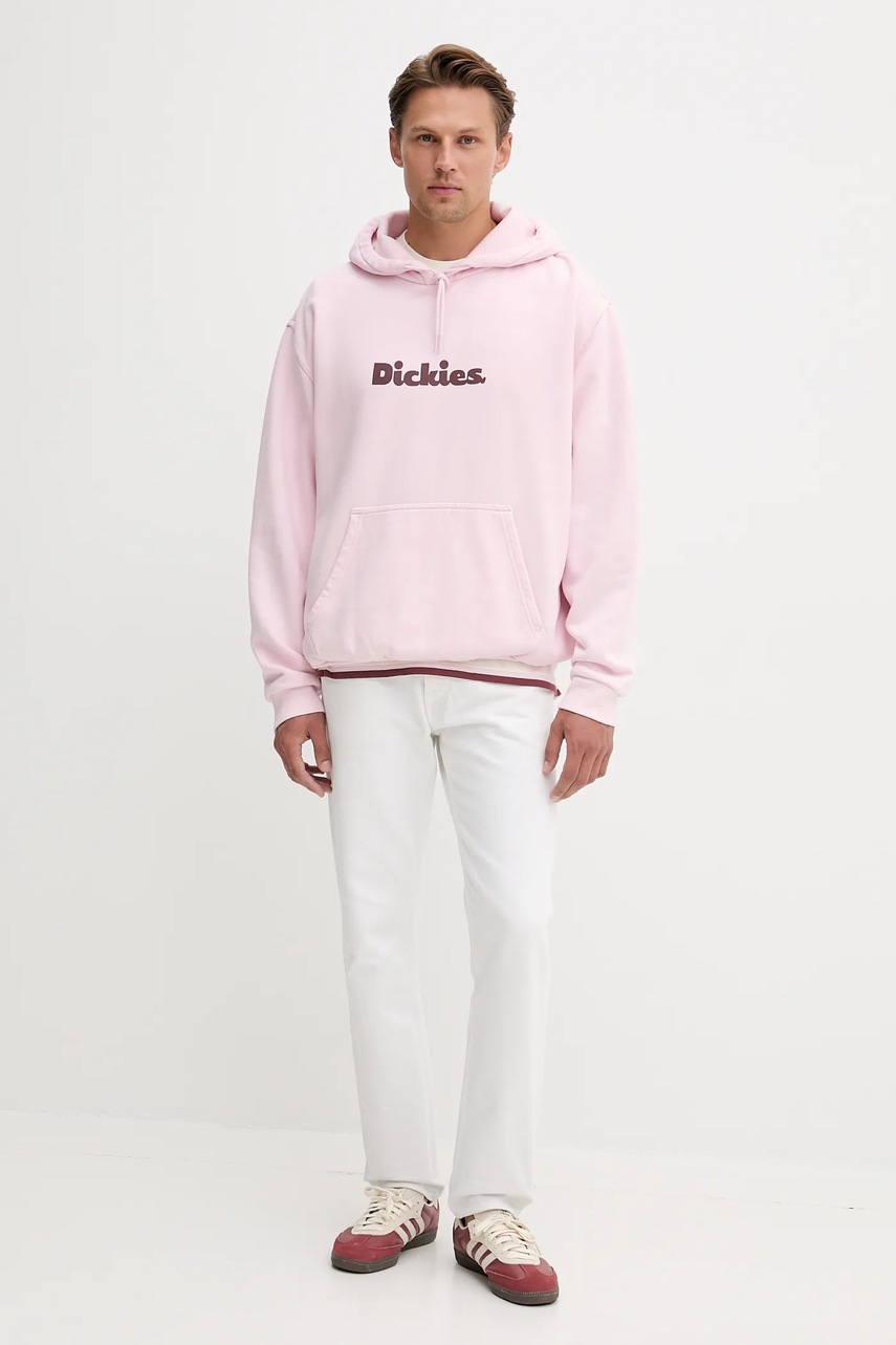 Кофта Dickies цвет розовый с капюшоном с принтом DK0A87NP
