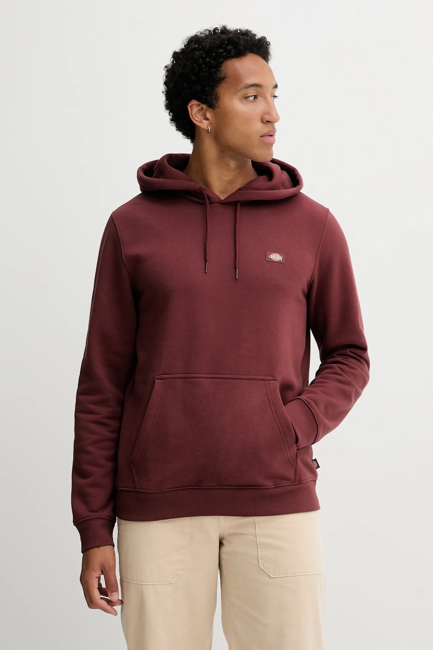 Dickies bluză culoarea bordo, cu glugă, uni, DK0A4XCD