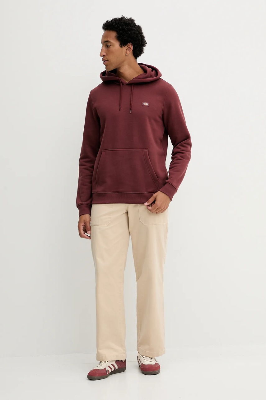Кофта Dickies цвет бордовый с капюшоном однотонная DK0A4XCD