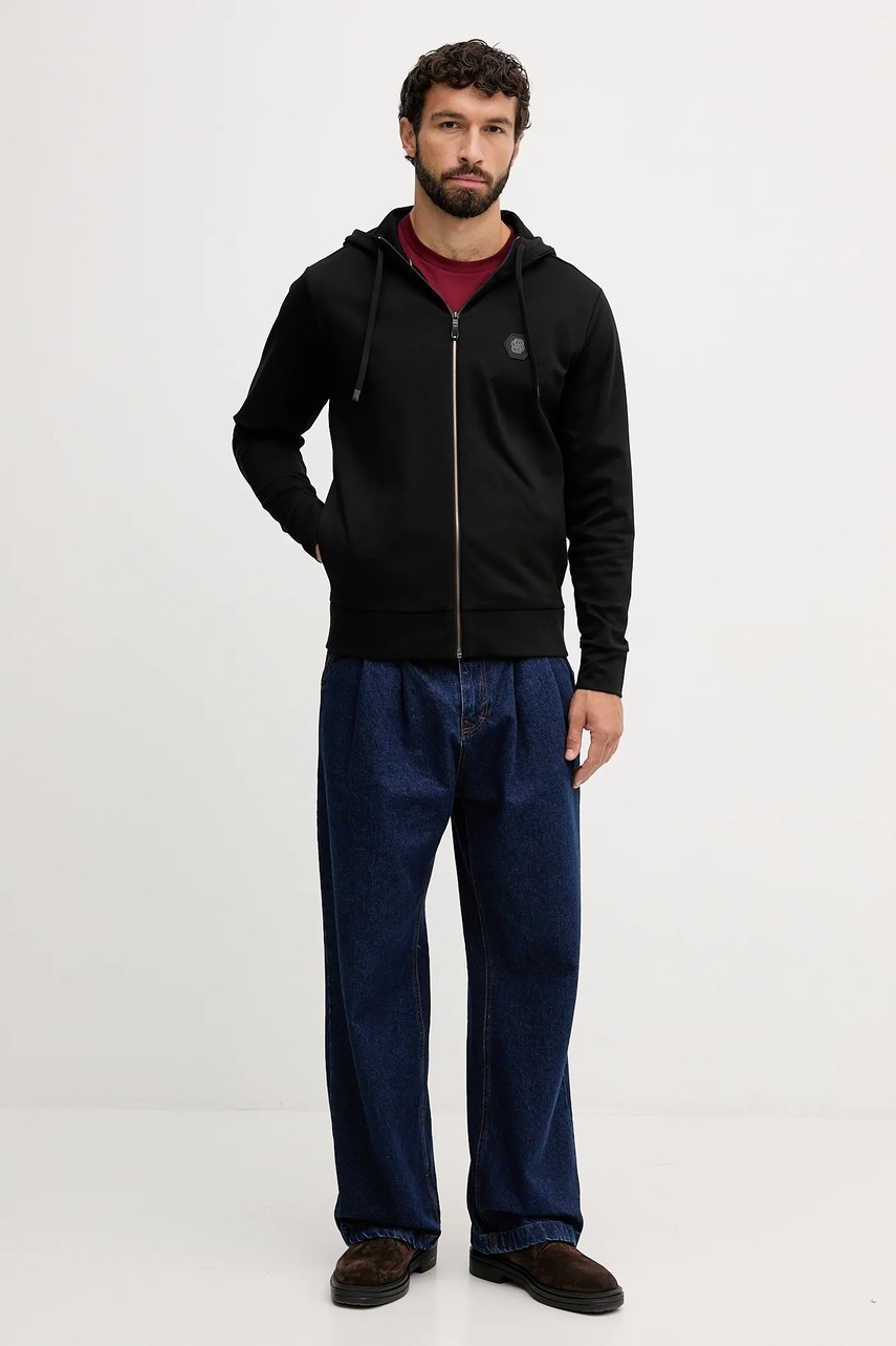 Кофта BOSS Green цвет чёрный с капюшоном однотонная 50545581