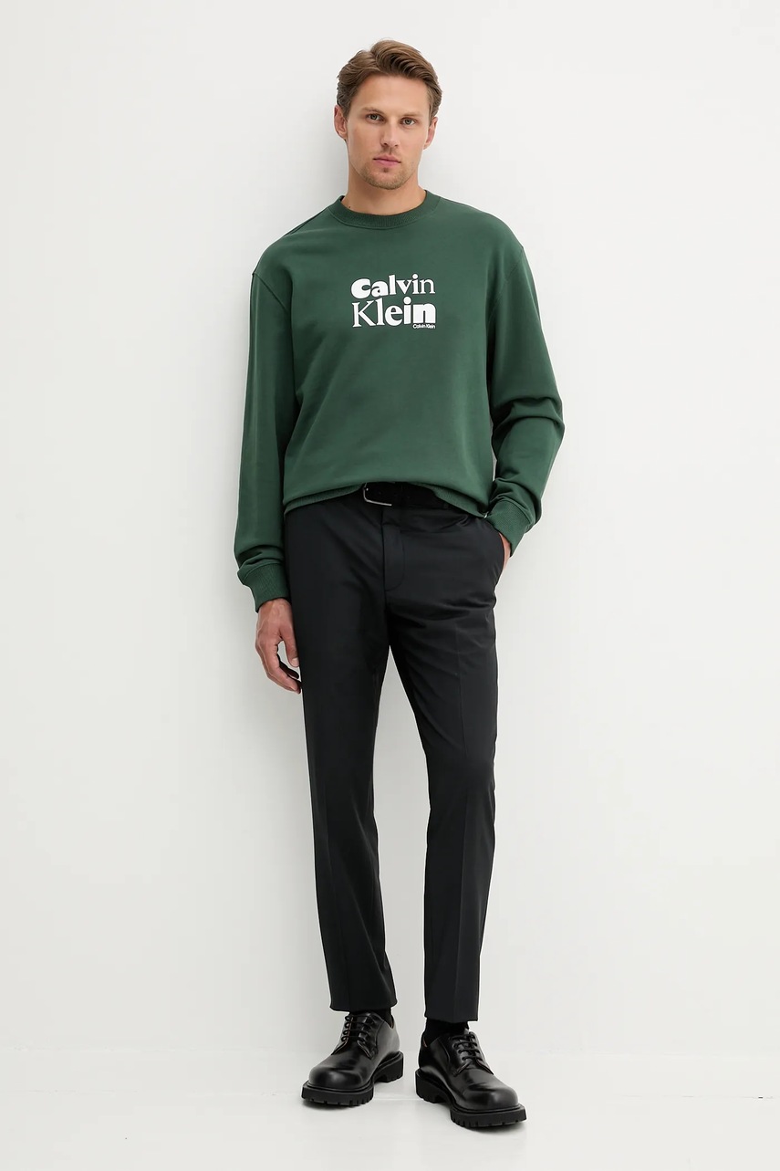 Хлопковая кофта Calvin Klein цвет зелёный с принтом LV04LD242G