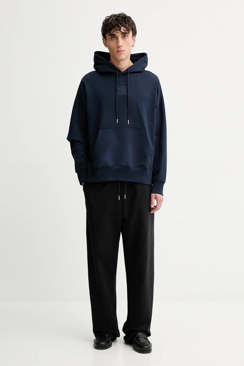 Кофта Calvin Klein цвет синий с капюшоном с аппликацией LV14LD225G