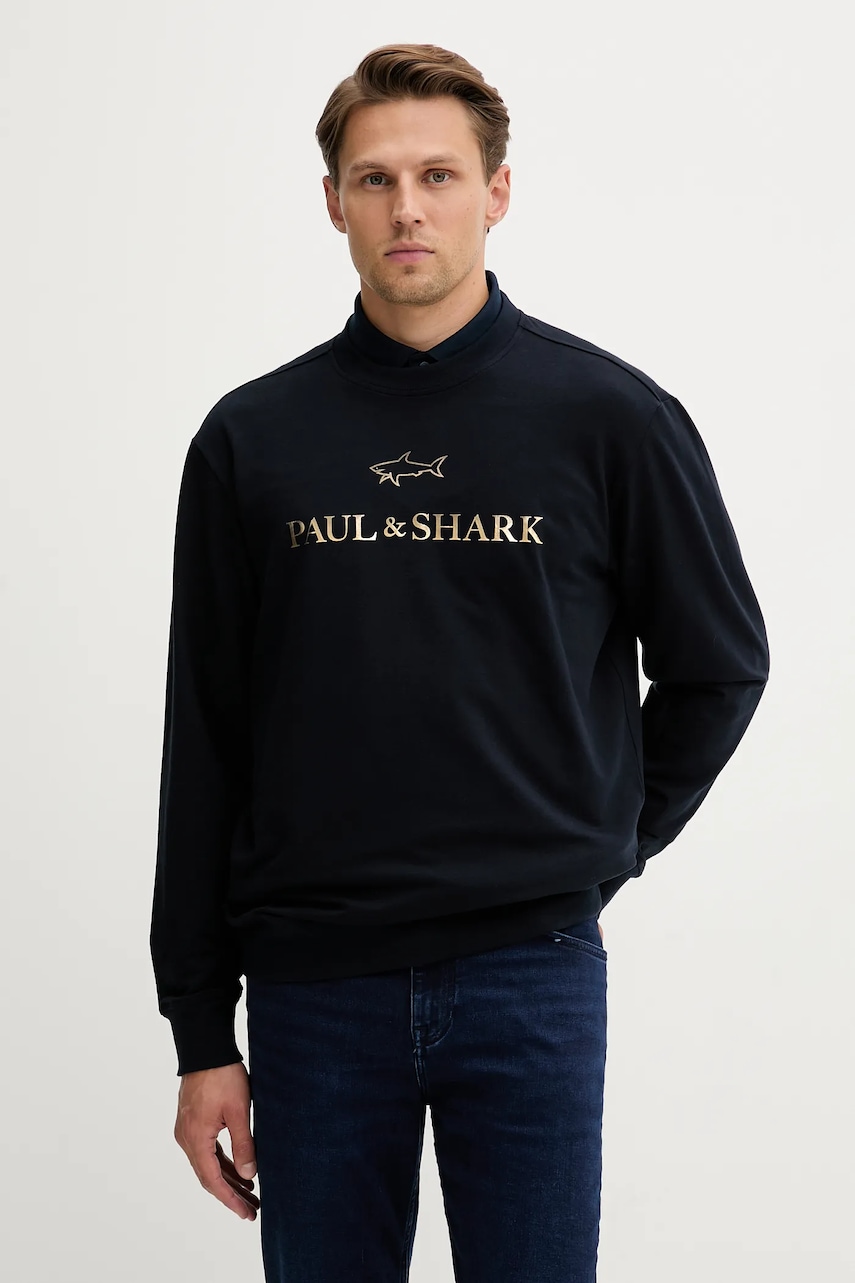 Paul&Shark bluză culoarea bleumarin, cu imprimeu, 15311822