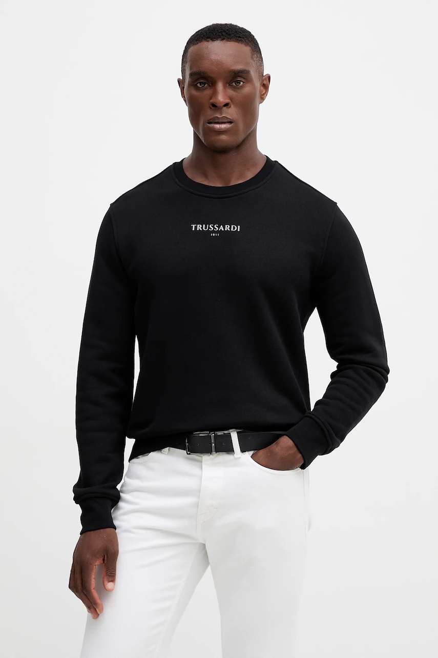 Trussardi hanorac de bumbac culoarea negru, cu imprimeu, G8158000085N