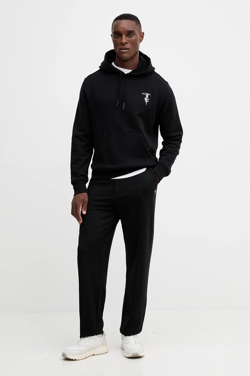 Хлопковая кофта Trussardi цвет чёрный с капюшоном с аппликацией G8078200033N Хлопковая кофта Trussardi цвет чёрный с капюшоном с аппликацией G8078200033N