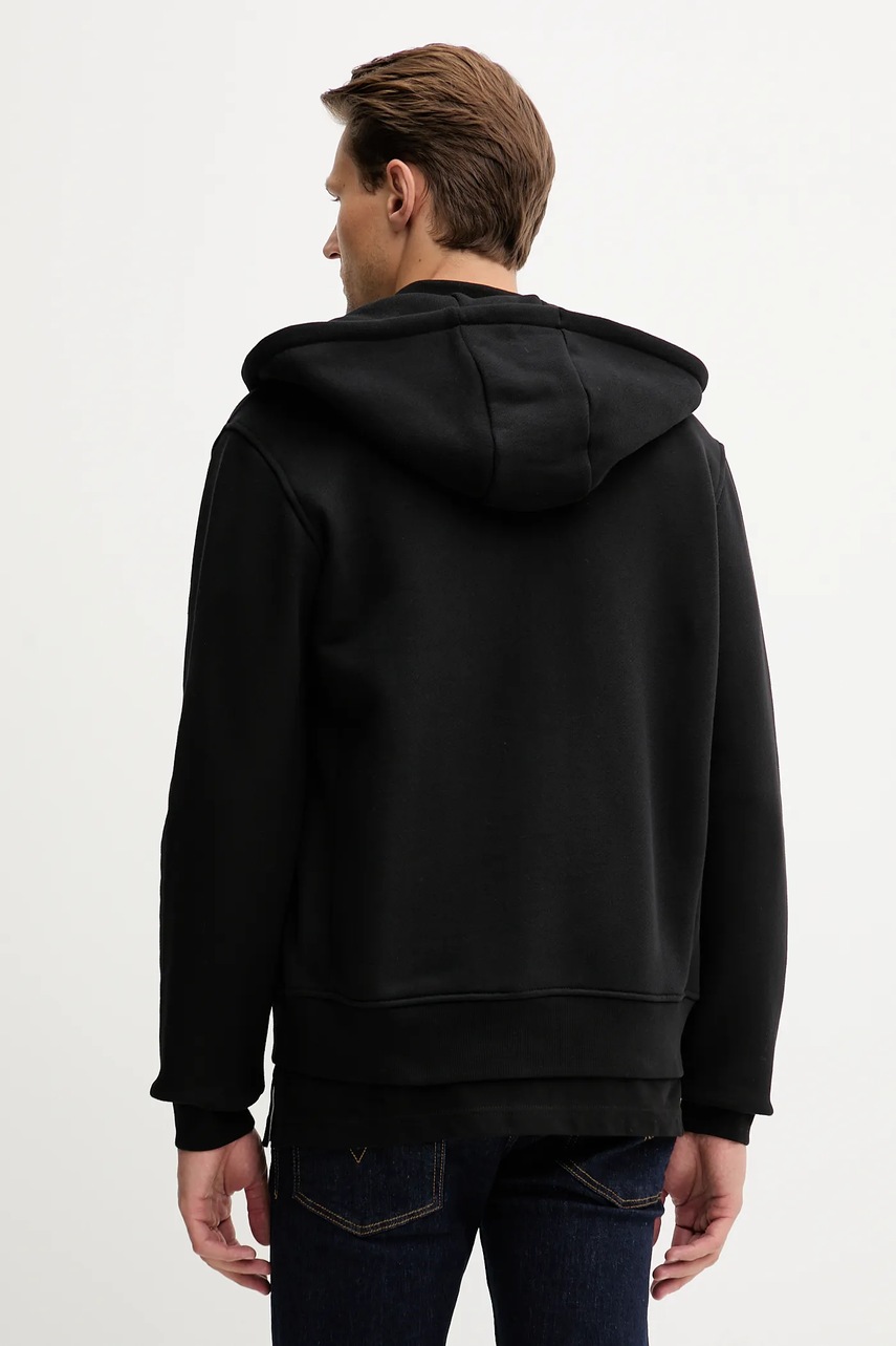 Trussardi pamut melegítőfelső fekete, sima, kapucnis, G8068000028N termék 2. képe