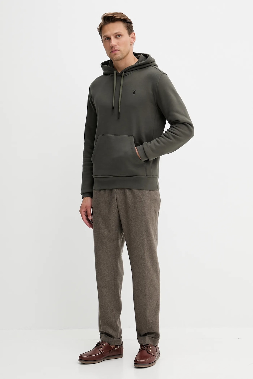 Хлопковая кофта Trussardi цвет зелёный с капюшоном однотонная G8078000031N Хлопковая кофта Trussardi цвет зелёный с капюшоном однотонная G8078000031N